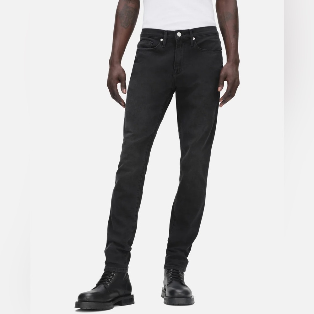 Frame Denim L'Homme Fade to Black Gray Ultra Stretch Cotton Skinny Jeans Size 38